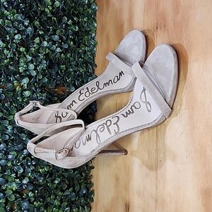 Sam Edelman Patti Ankle Strap Suede Heels | Size: 9.5 (Womens) | Beige